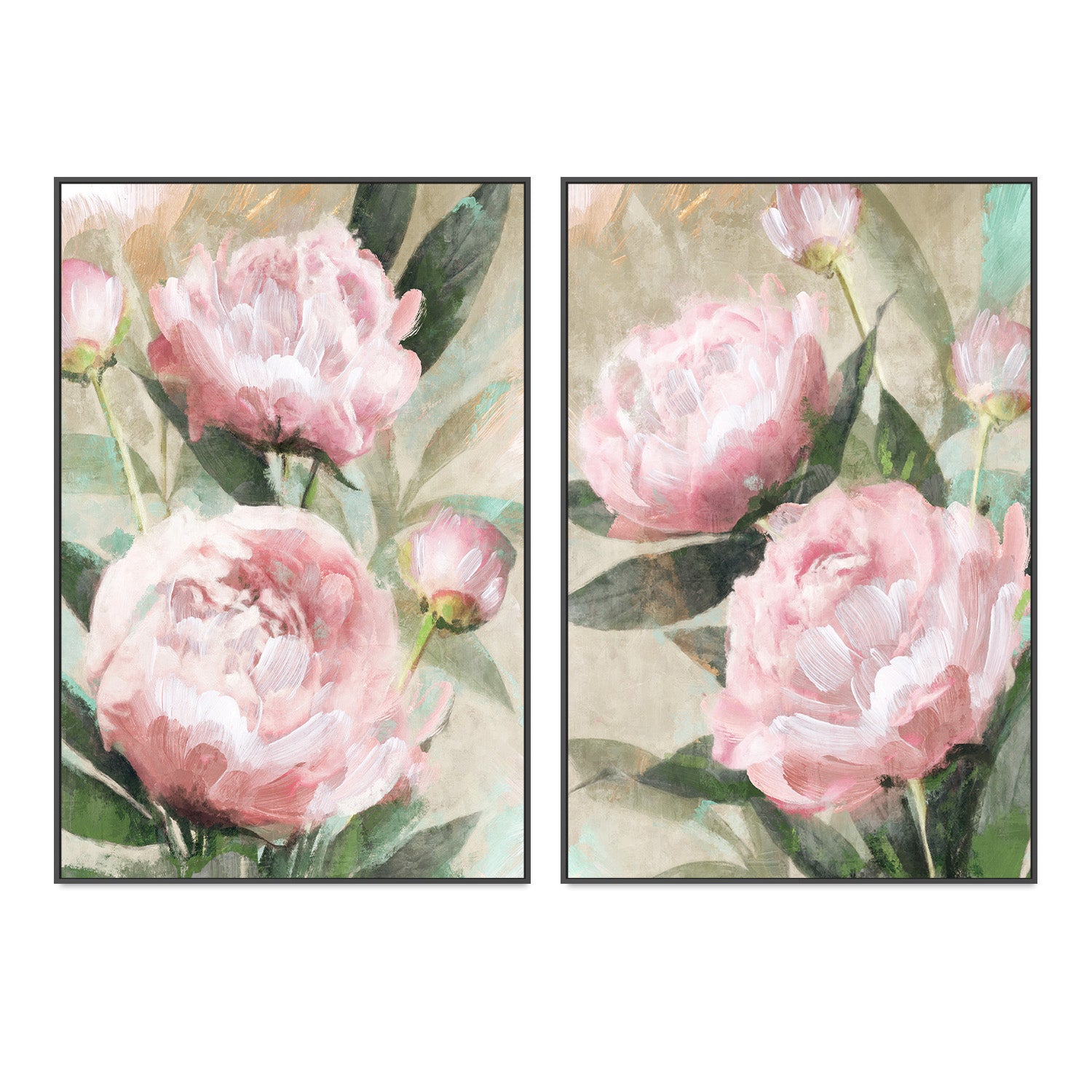 wall-art-print-canvas-poster-framed-Bountiful Peonies, Style A & B, Set Of 2 , By Nina Blue-3