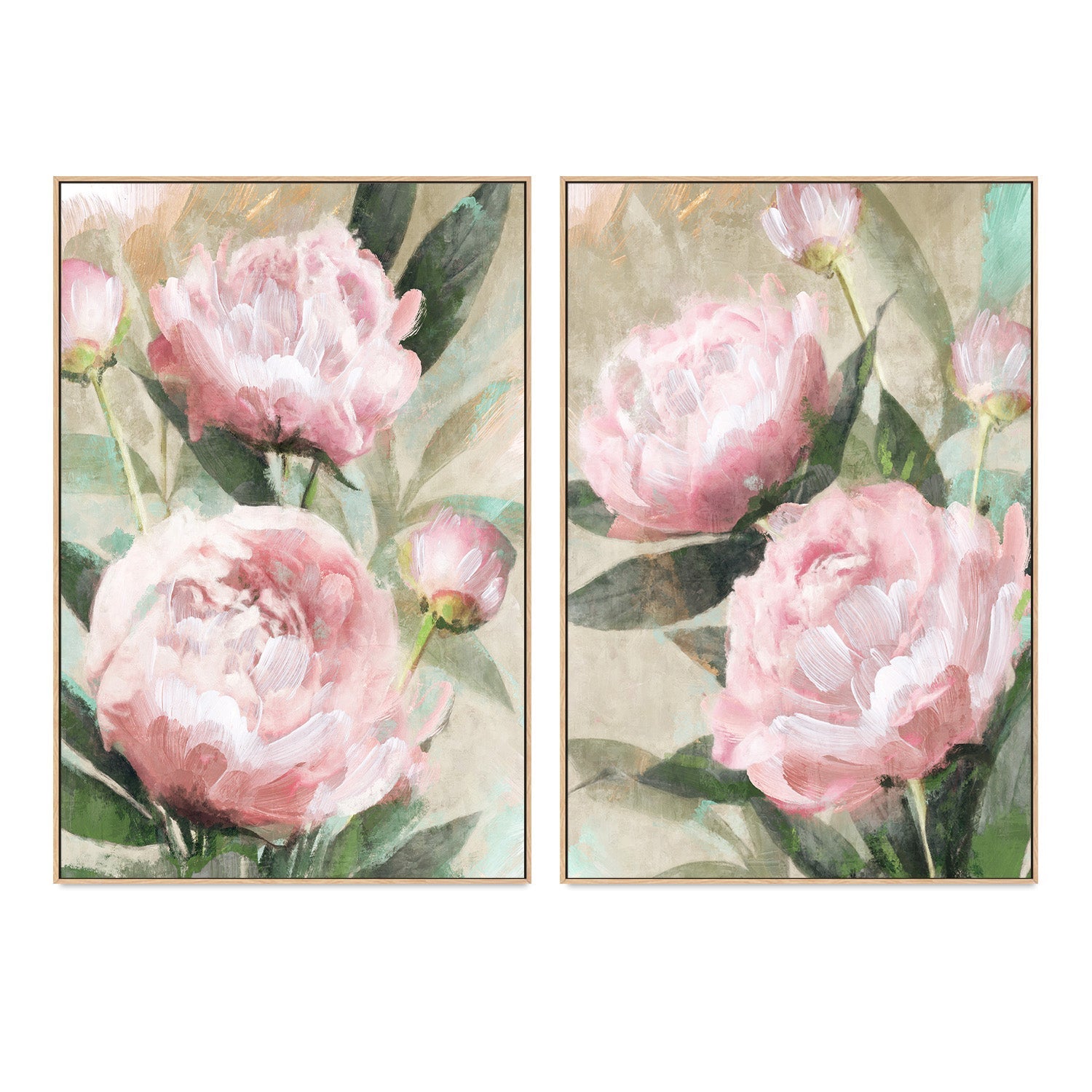 wall-art-print-canvas-poster-framed-Bountiful Peonies, Style A & B, Set Of 2 , By Nina Blue-4