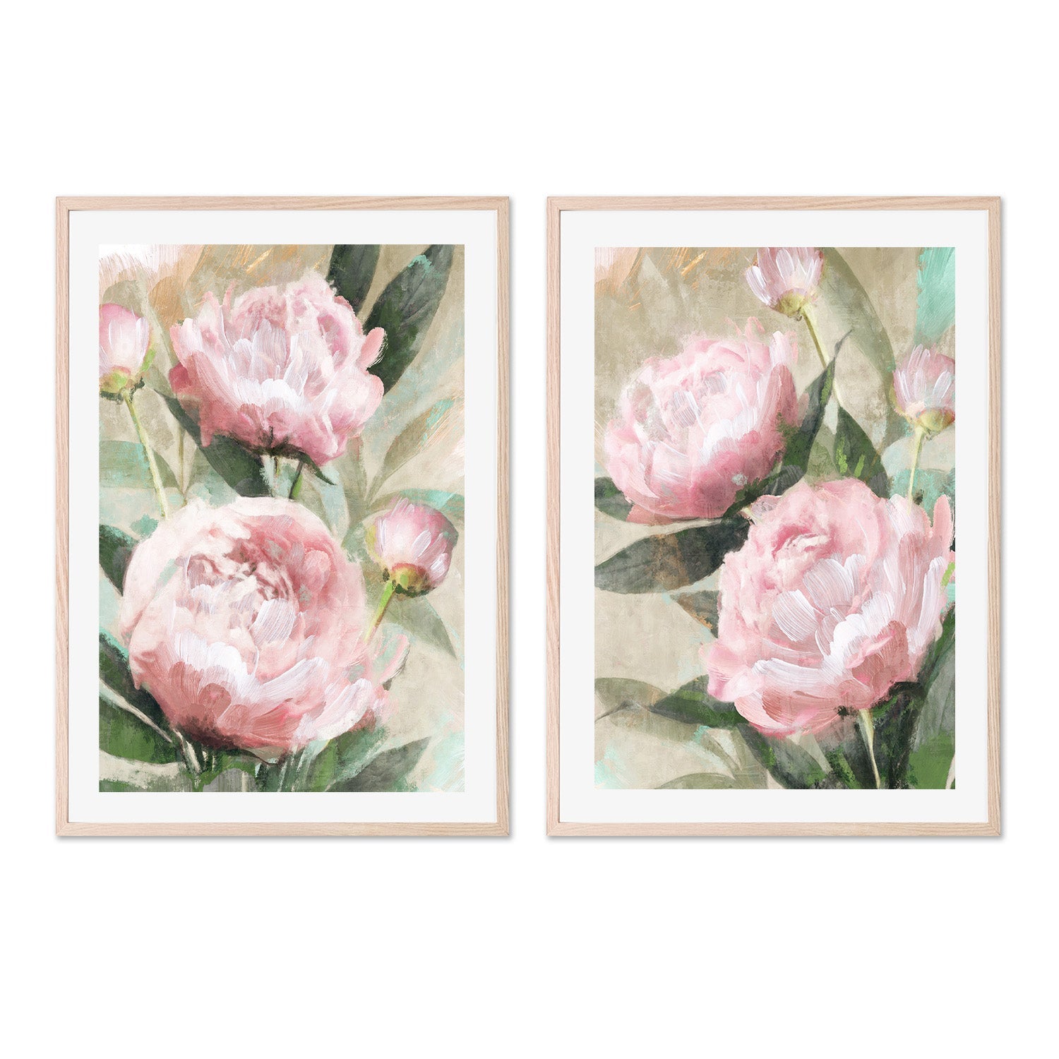 wall-art-print-canvas-poster-framed-Bountiful Peonies, Style A & B, Set Of 2 , By Nina Blue-6