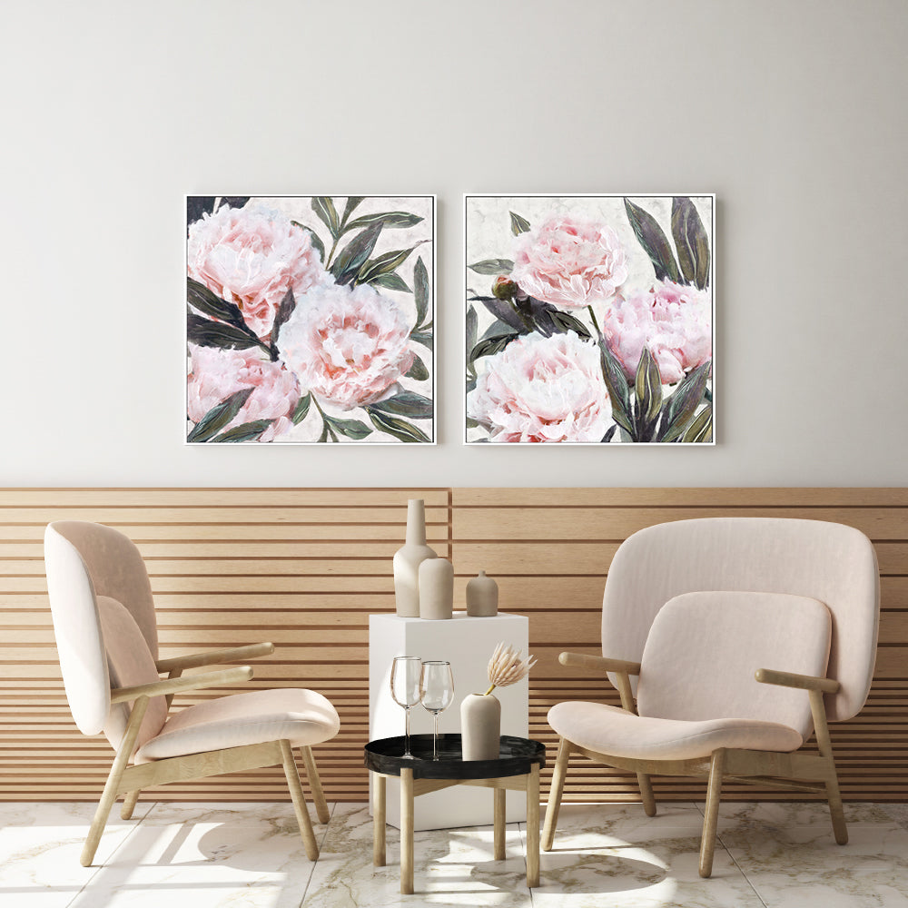 wall-art-print-canvas-poster-framed-Bountiful Peonies, Style A & B, Set Of 2 , By Nina Blue-7