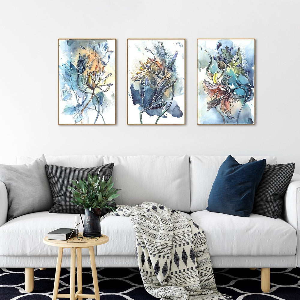 wall-art-print-canvas-poster-framed-Breathe, Abstract Art, Watercolour Painting, Set Of 3-by-Gioia Wall Art-Gioia Wall Art