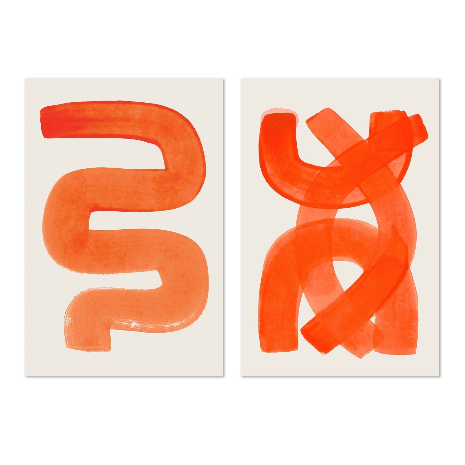 wall-art-print-canvas-poster-framed-Bright Orange Strokes, Set Of 2 , By Ejaaz Haniff-GIOIA-WALL-ART