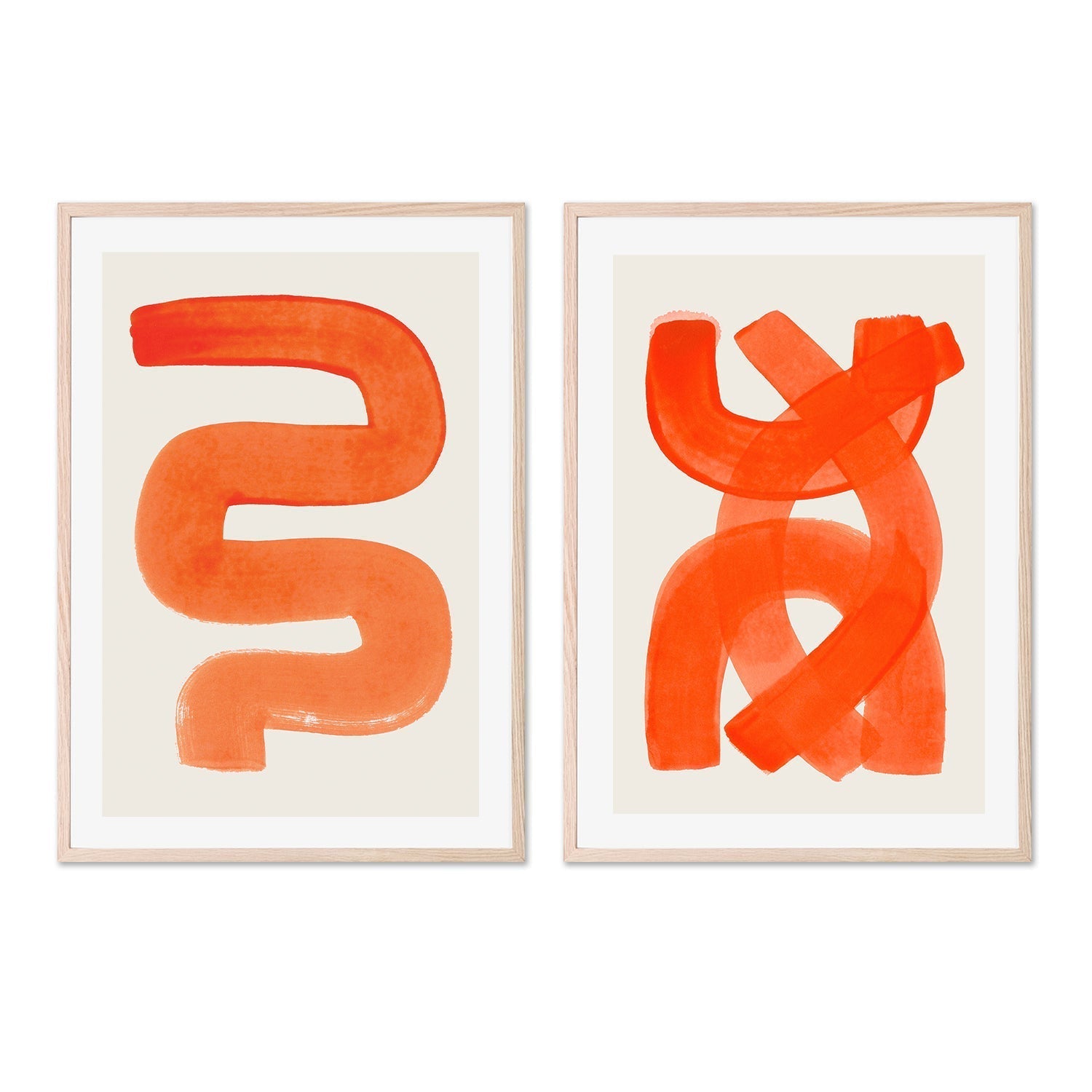 wall-art-print-canvas-poster-framed-Bright Orange Strokes, Set Of 2 , By Ejaaz Haniff-GIOIA-WALL-ART