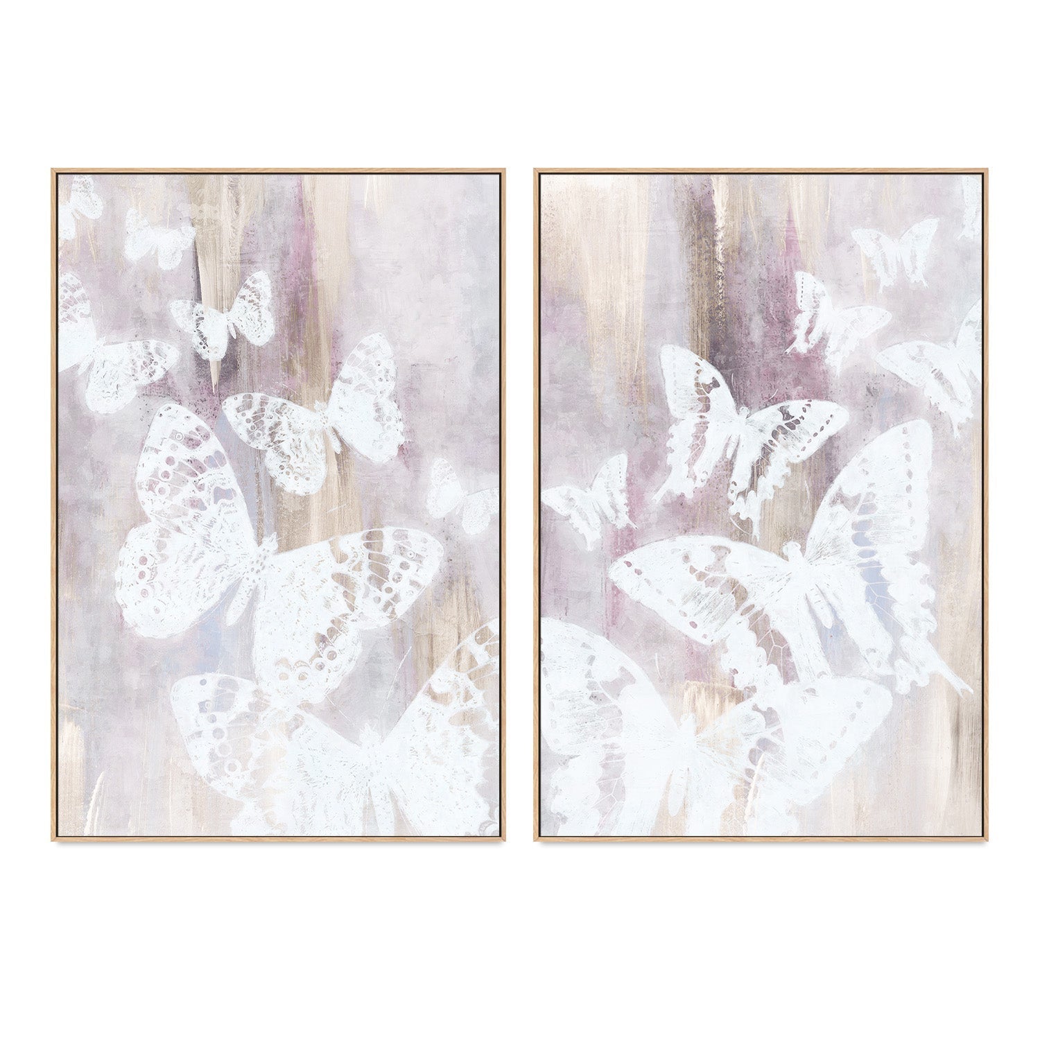 wall-art-print-canvas-poster-framed-Bright White Butterflies, Style A & B, Set Of 2 , By Nina Blue-4