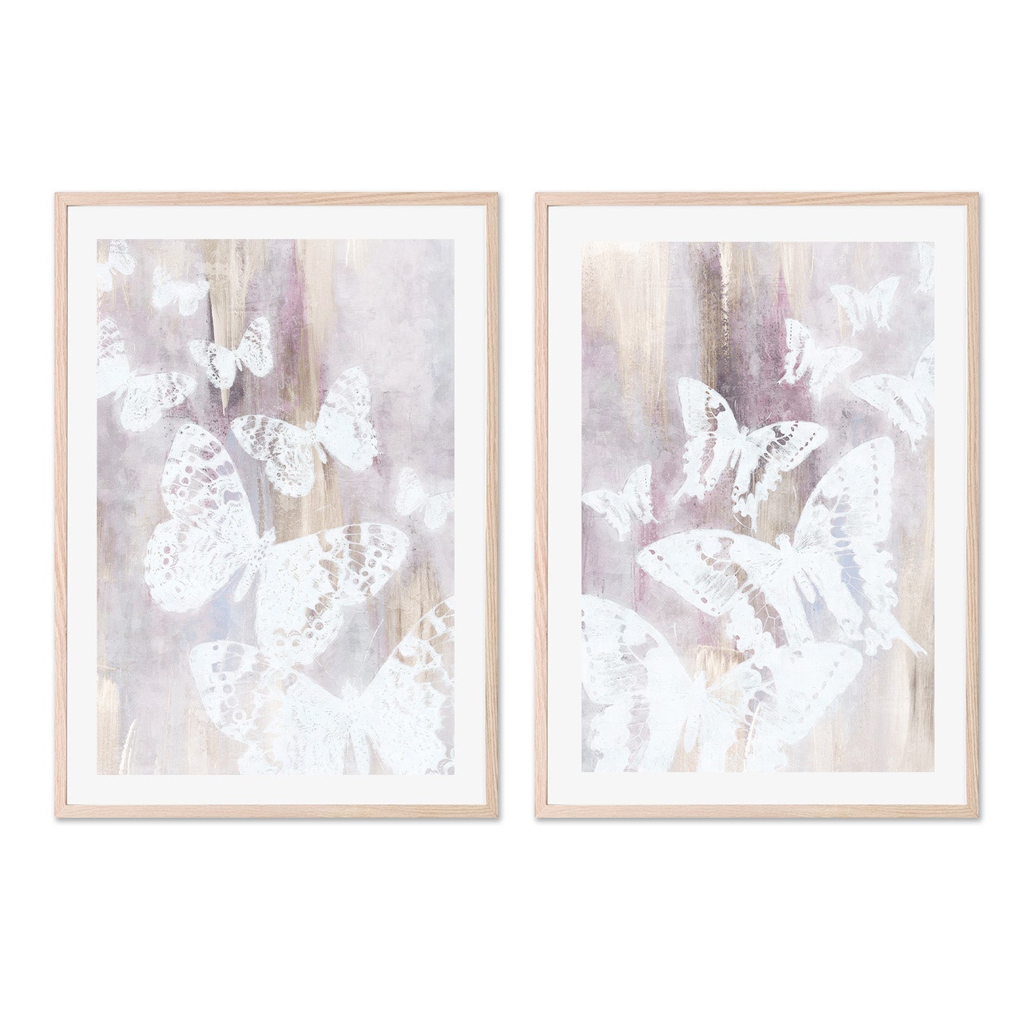 wall-art-print-canvas-poster-framed-Bright White Butterflies, Style A & B, Set Of 2 , By Nina Blue-6