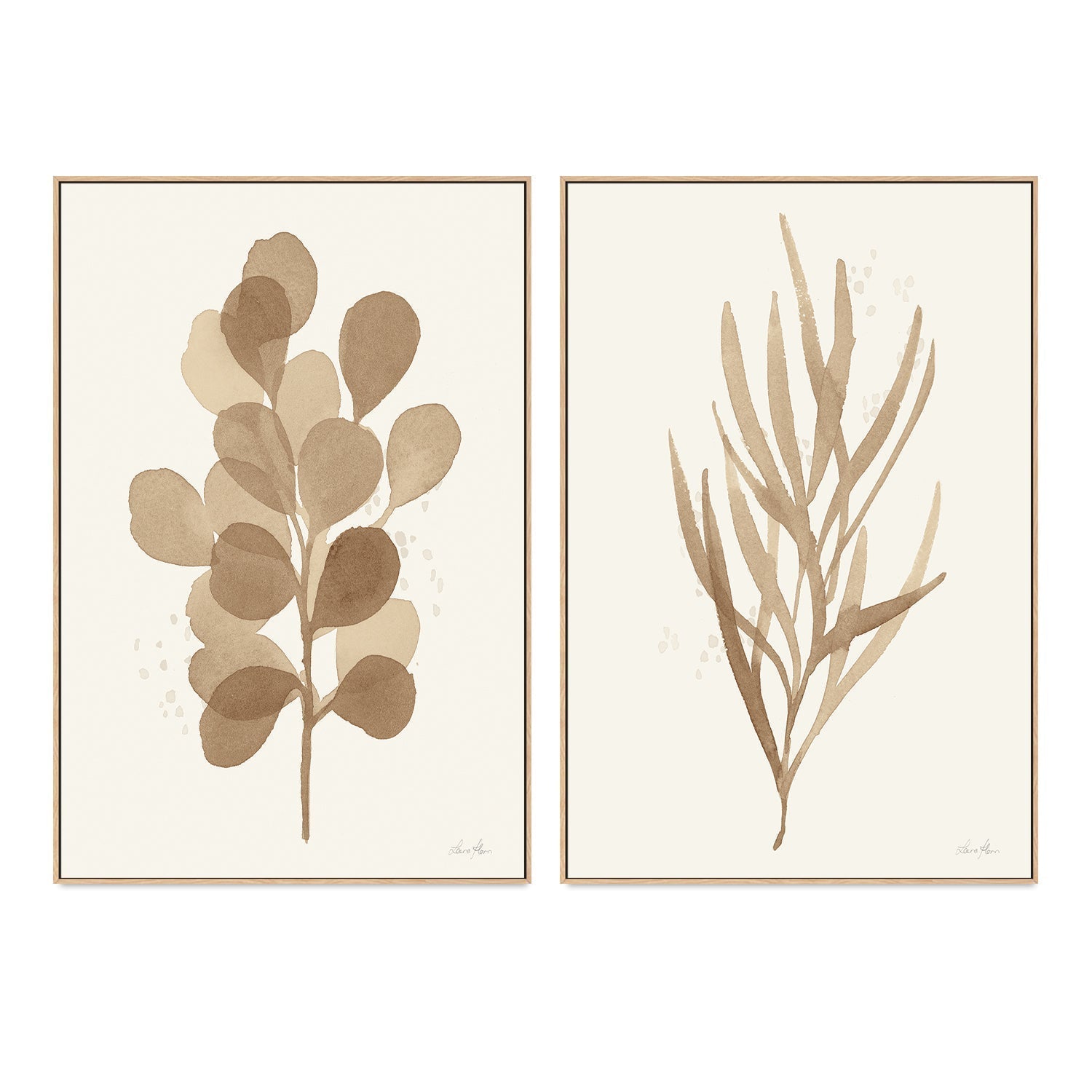 wall-art-print-canvas-poster-framed-Brown Leaves, Style A & B, Set Of 2 , By Laura Horn-GIOIA-WALL-ART