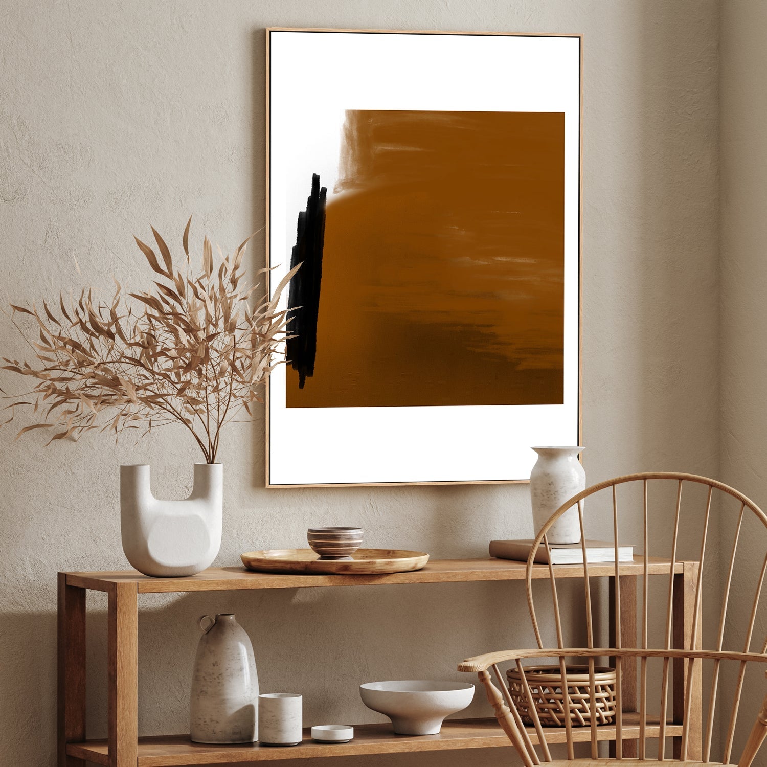 wall-art-print-canvas-poster-framed-Brown Square Abstract , By Karine Tonial Grimm-GIOIA-WALL-ART