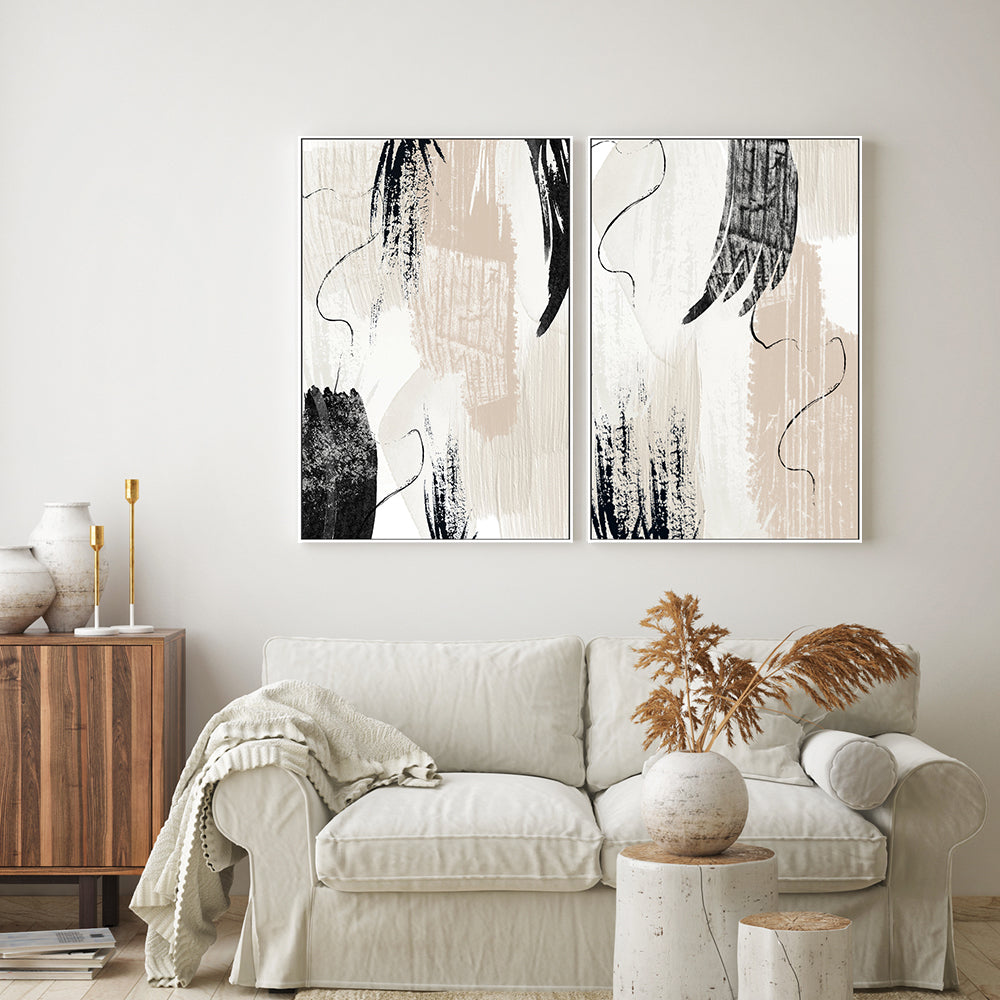 wall-art-print-canvas-poster-framed-Brush Strokes, Style A & B, Set Of 2 , By Sally Ann Moss-GIOIA-WALL-ART