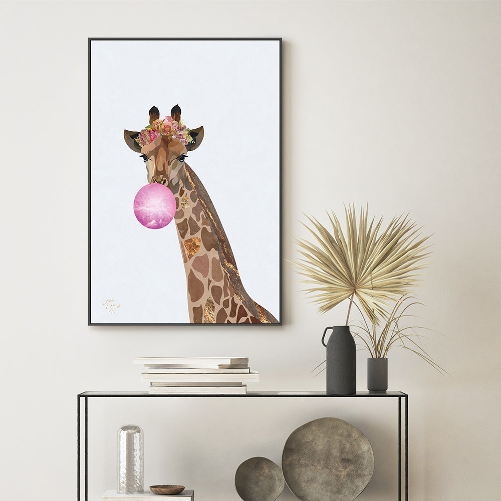 wall-art-print-canvas-poster-framed-Bubblegum Giraffe, Style B , By Sarah Manovski-GIOIA-WALL-ART