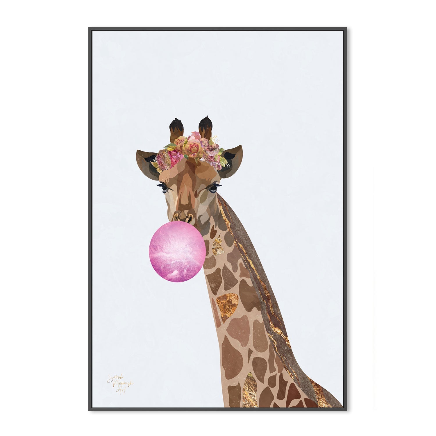 wall-art-print-canvas-poster-framed-Bubblegum Giraffe, Style B , By Sarah Manovski-GIOIA-WALL-ART