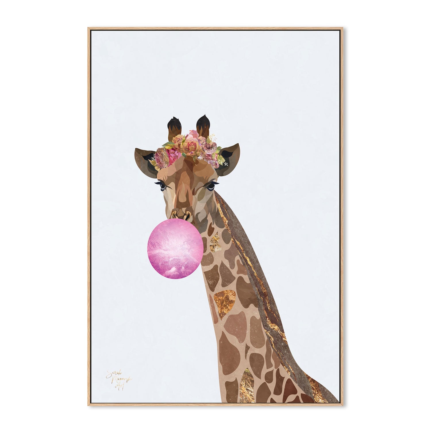 wall-art-print-canvas-poster-framed-Bubblegum Giraffe, Style B , By Sarah Manovski-GIOIA-WALL-ART