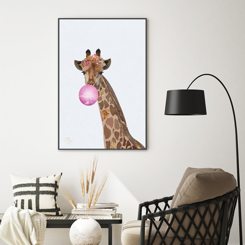 wall-art-print-canvas-poster-framed-Bubblegum Giraffe, Style B , By Sarah Manovski-GIOIA-WALL-ART