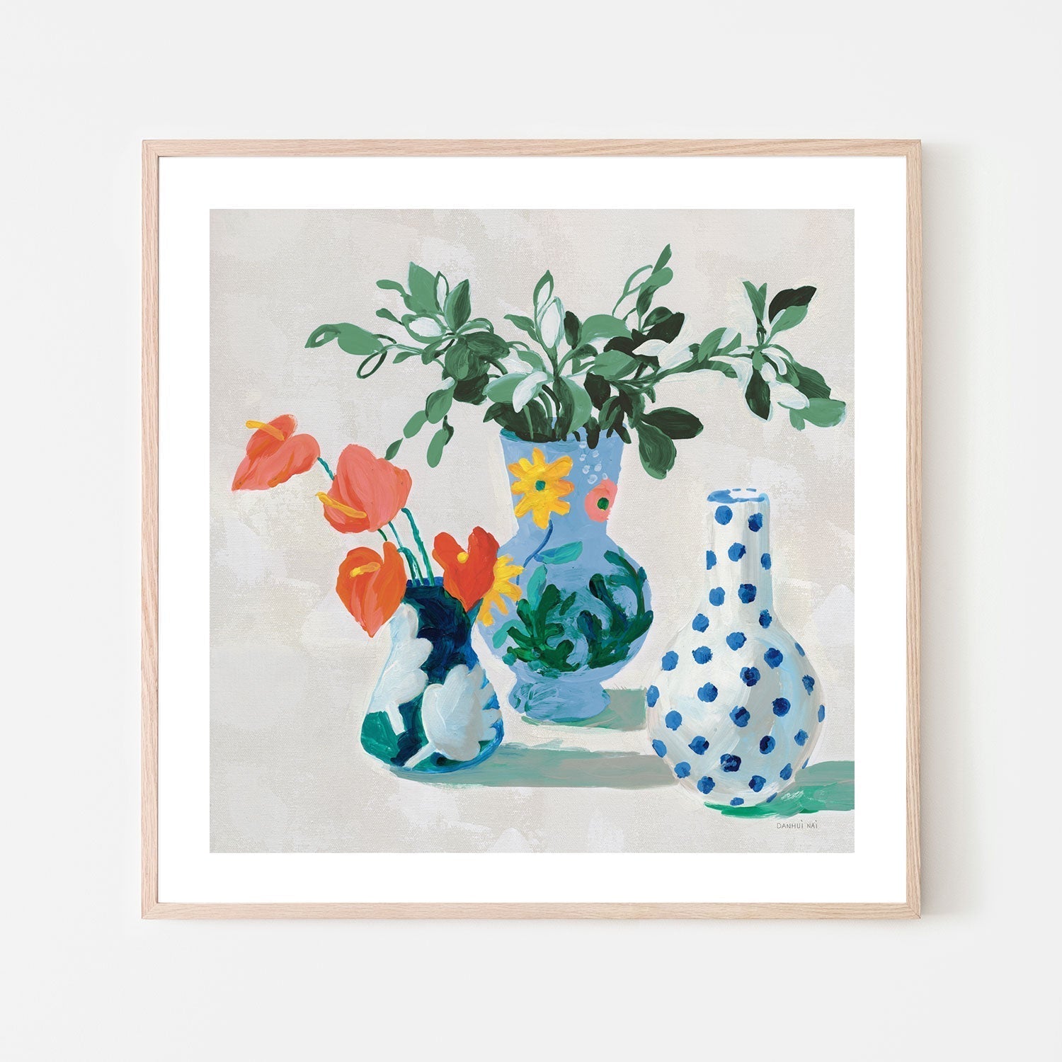 wall-art-print-canvas-poster-framed-Bungalow Vases Green , By Danhui Nai-GIOIA-WALL-ART