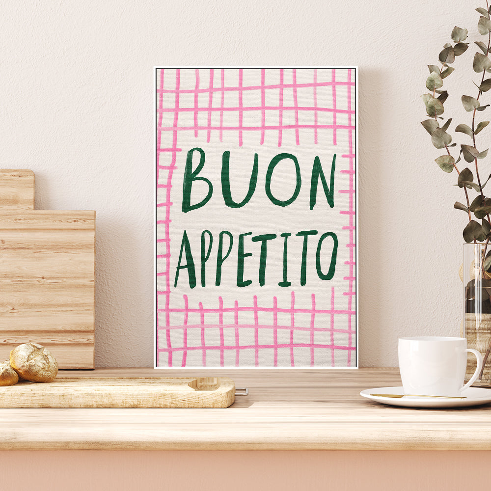 wall-art-print-canvas-poster-framed-Buon Appetito Pink Green , By Kartika Paramita-2