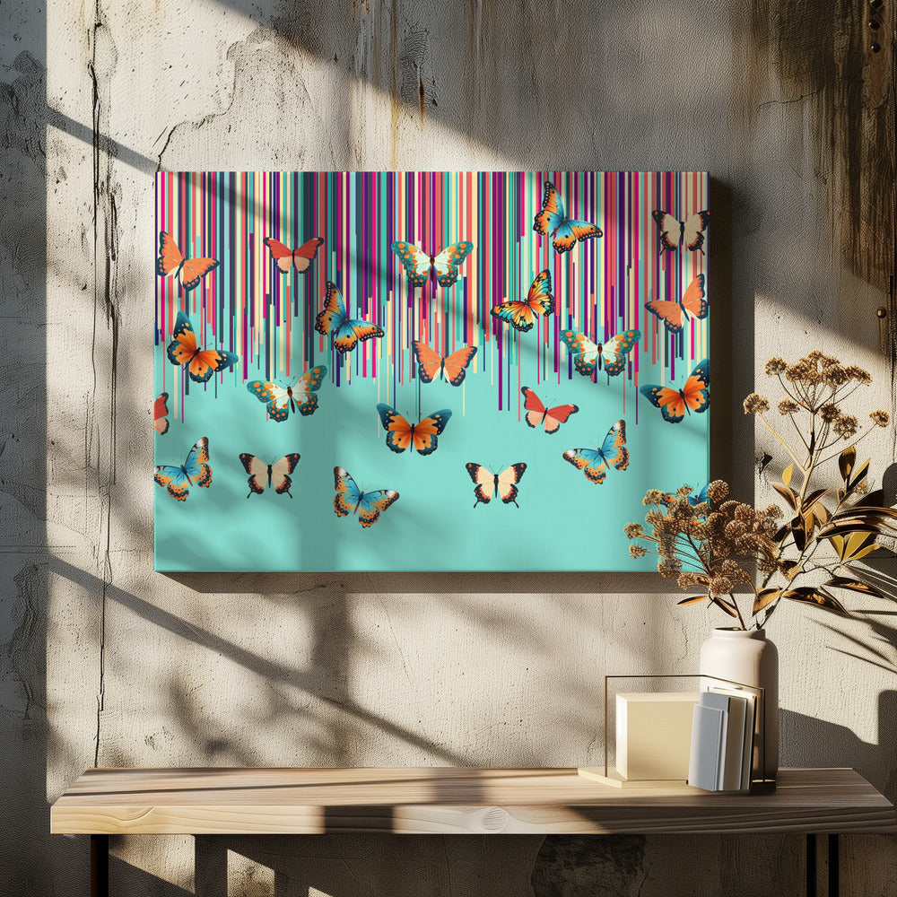 wall-art-print-canvas-poster-framed-Butterflies Stripes , By Sue Skellern-2