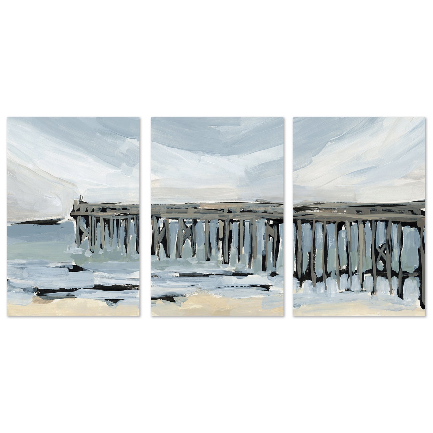 wall-art-print-canvas-poster-framed-By The Sea, Style A, B & C, Set Of 3-by-Emily Wood-Gioia Wall Art