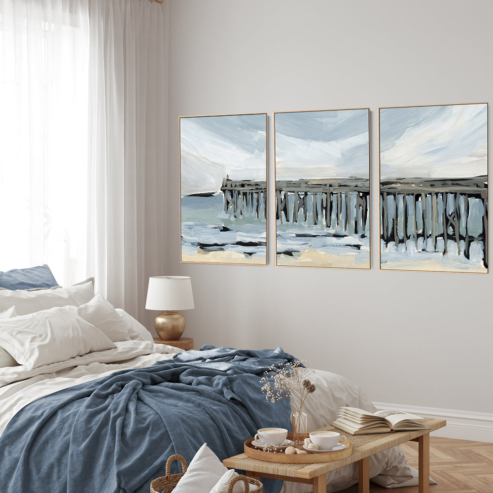 wall-art-print-canvas-poster-framed-By The Sea, Style A, B & C, Set Of 3-by-Emily Wood-Gioia Wall Art