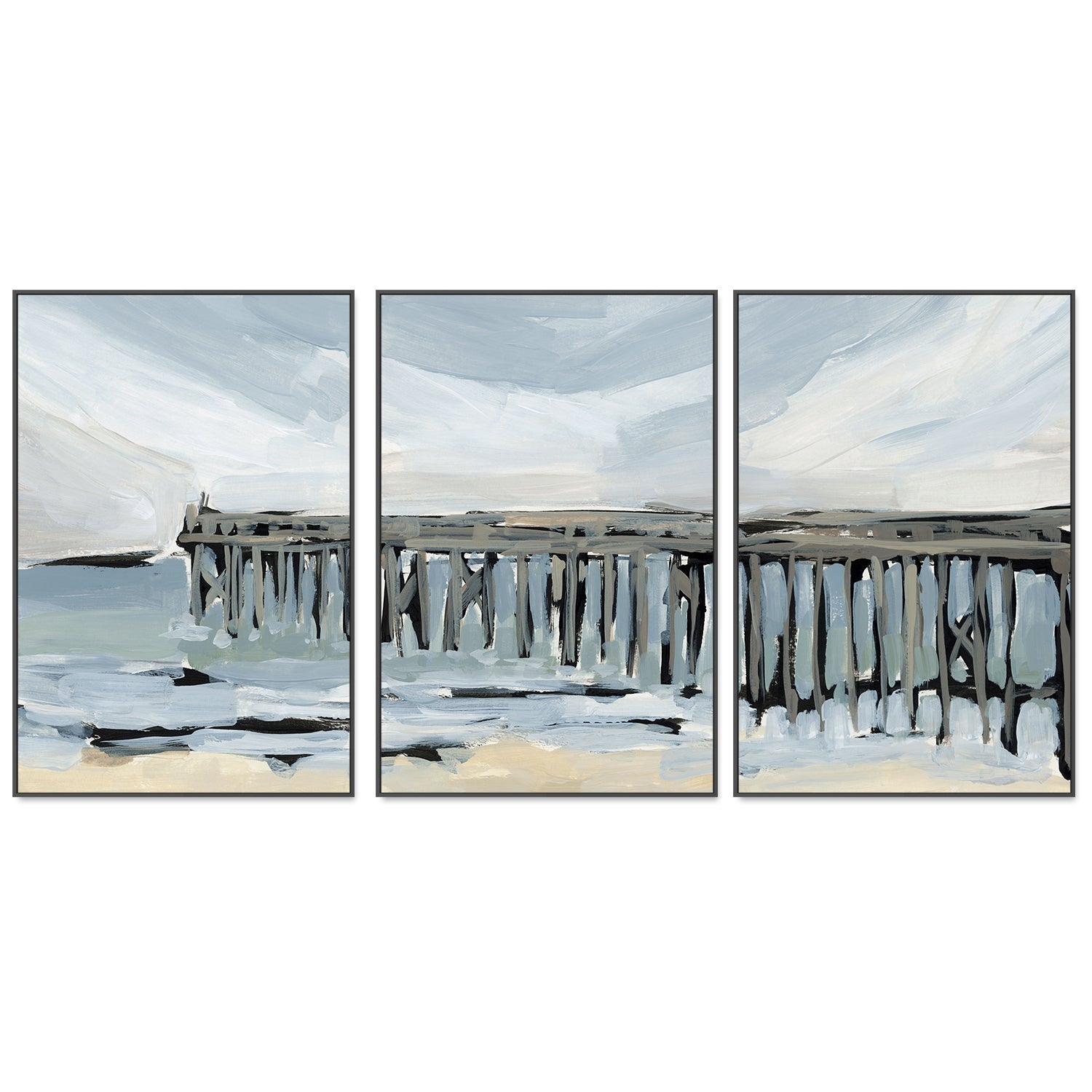 wall-art-print-canvas-poster-framed-By The Sea, Style A, B & C, Set Of 3-by-Emily Wood-Gioia Wall Art