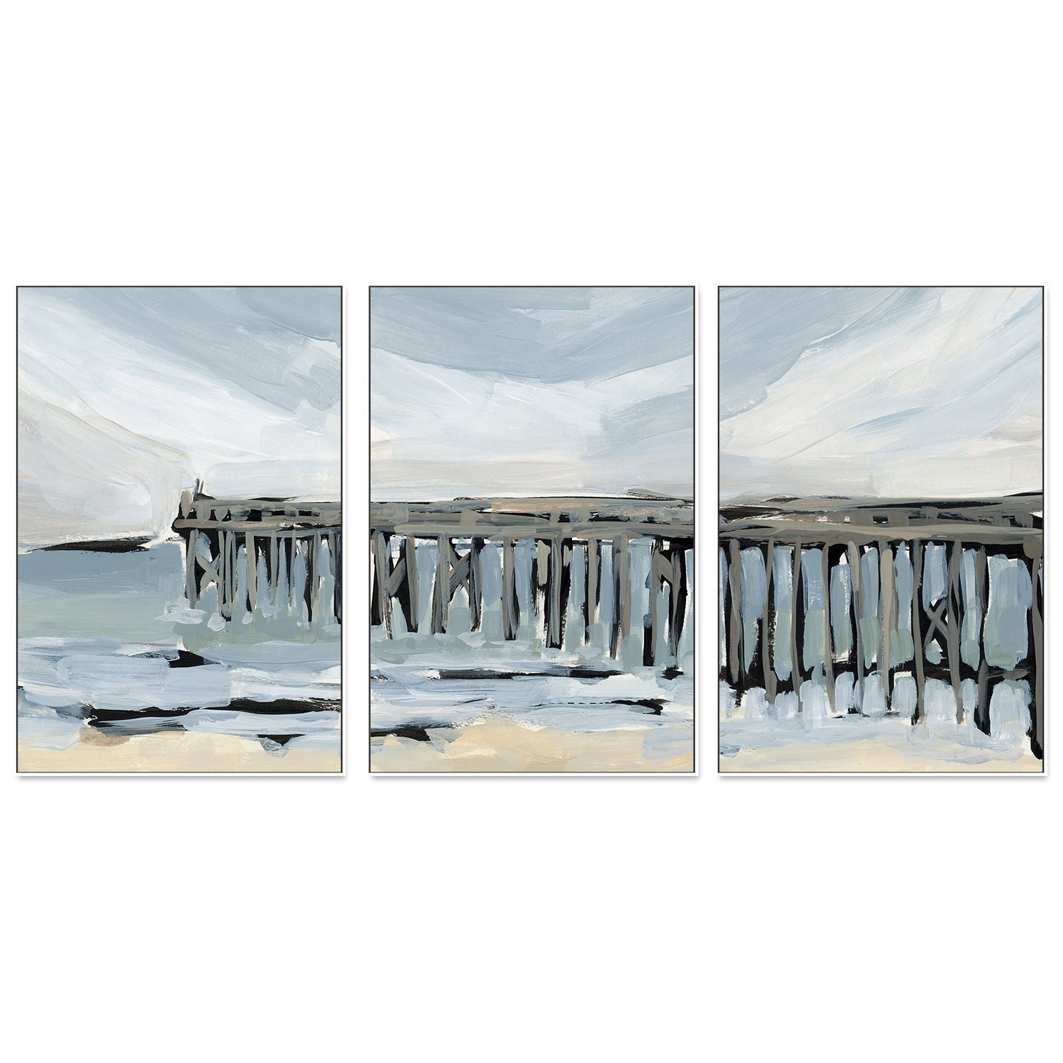 wall-art-print-canvas-poster-framed-By The Sea, Style A, B & C, Set Of 3-by-Emily Wood-Gioia Wall Art