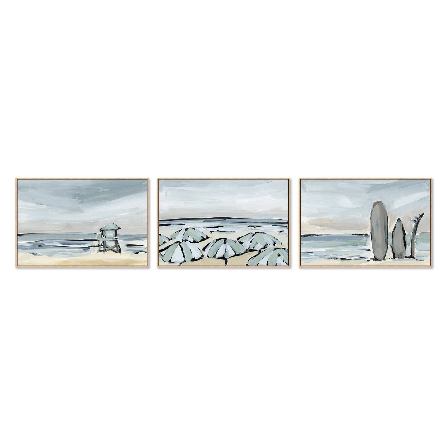 wall-art-print-canvas-poster-framed-By The Sea, Style I, J & K, Set Of 3-by-Emily Wood-Gioia Wall Art