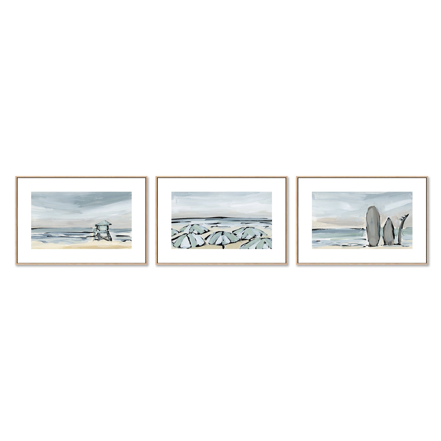 wall-art-print-canvas-poster-framed-By The Sea, Style I, J & K, Set Of 3-by-Emily Wood-Gioia Wall Art