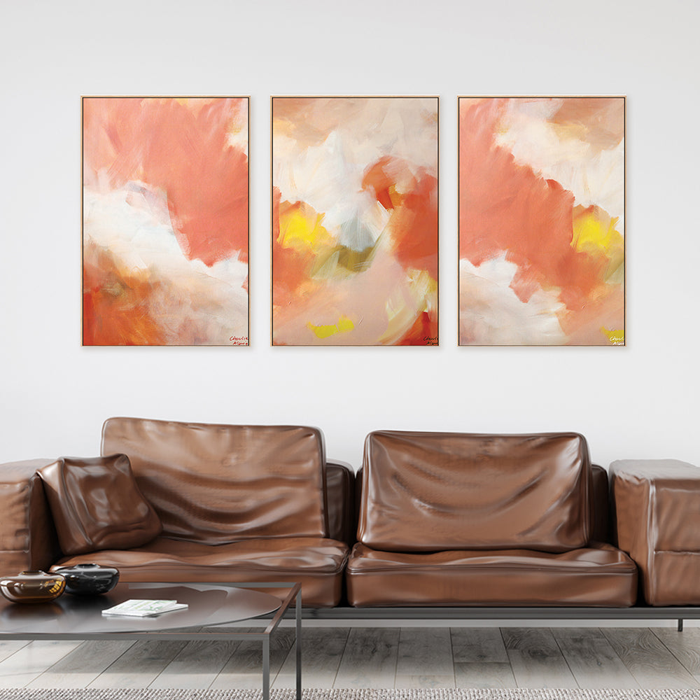 wall-art-print-canvas-poster-framed-Calming Sienna, Set of 3-by-Moments By Charlie-Gioia Wall Art