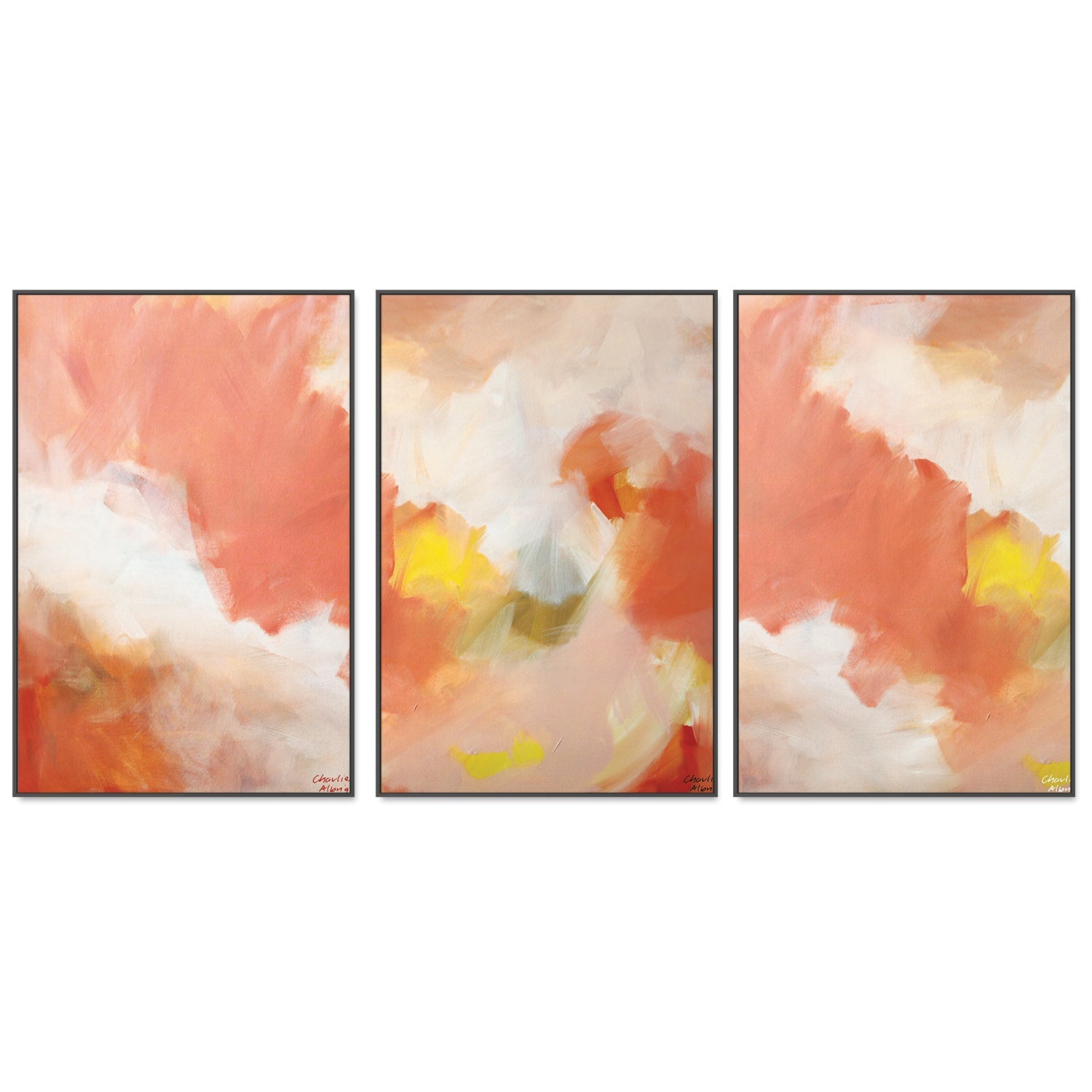 wall-art-print-canvas-poster-framed-Calming Sienna, Set of 3-by-Moments By Charlie-Gioia Wall Art