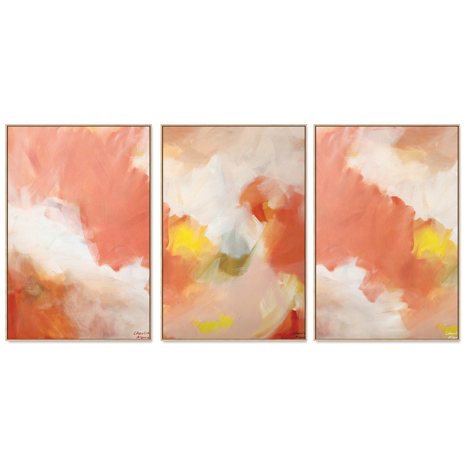 wall-art-print-canvas-poster-framed-Calming Sienna, Set of 3-by-Moments By Charlie-Gioia Wall Art