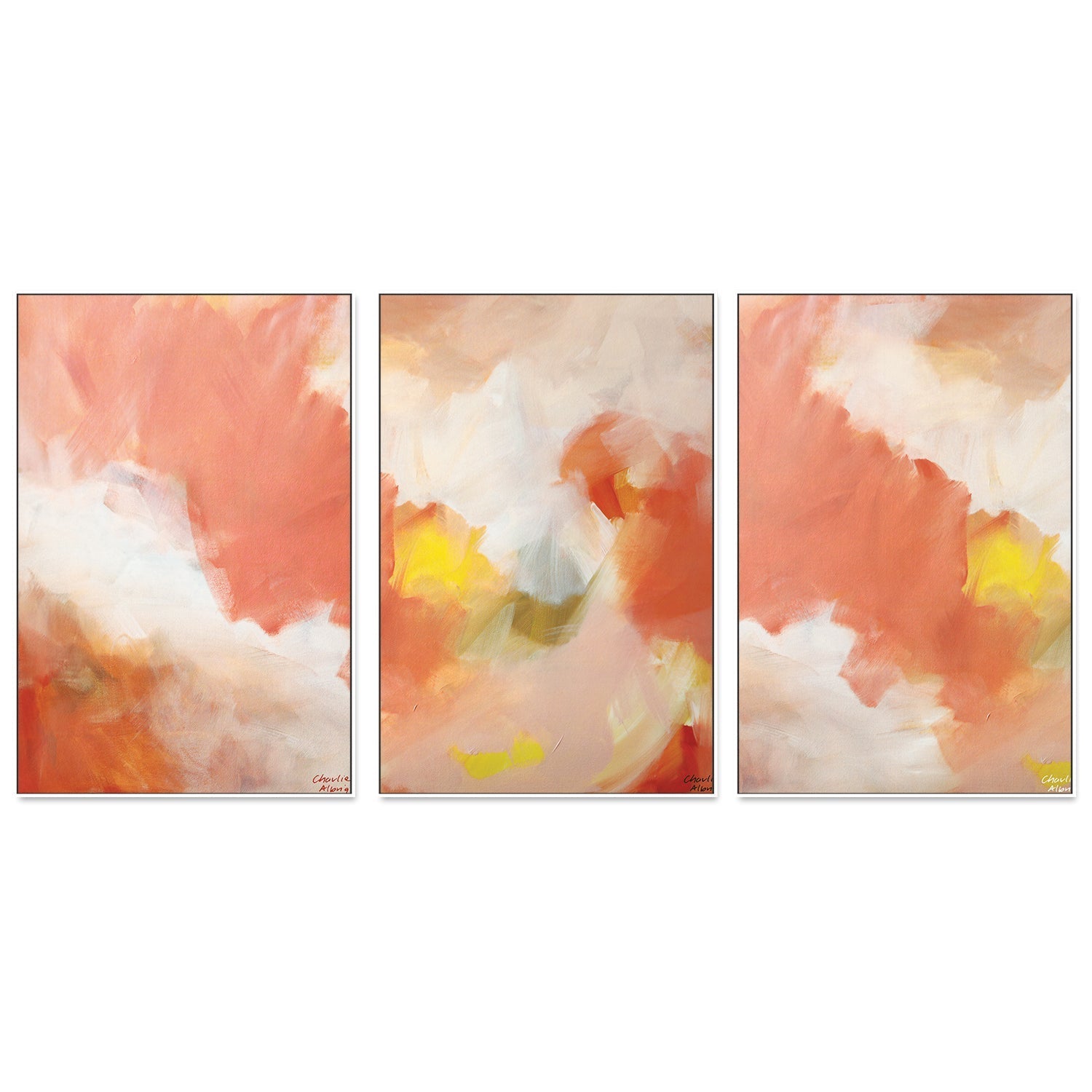 wall-art-print-canvas-poster-framed-Calming Sienna, Set of 3-by-Moments By Charlie-Gioia Wall Art