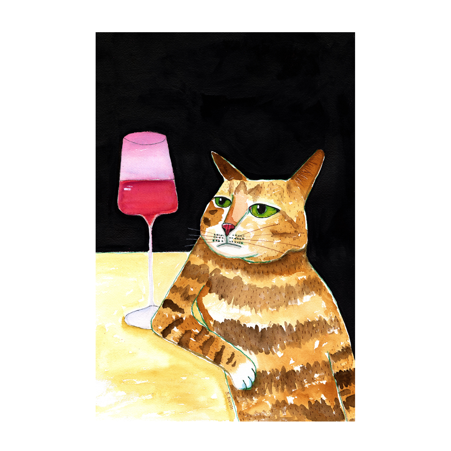 wall-art-print-canvas-poster-framed-Cat At A Bar , By Sharyn Bursic-1