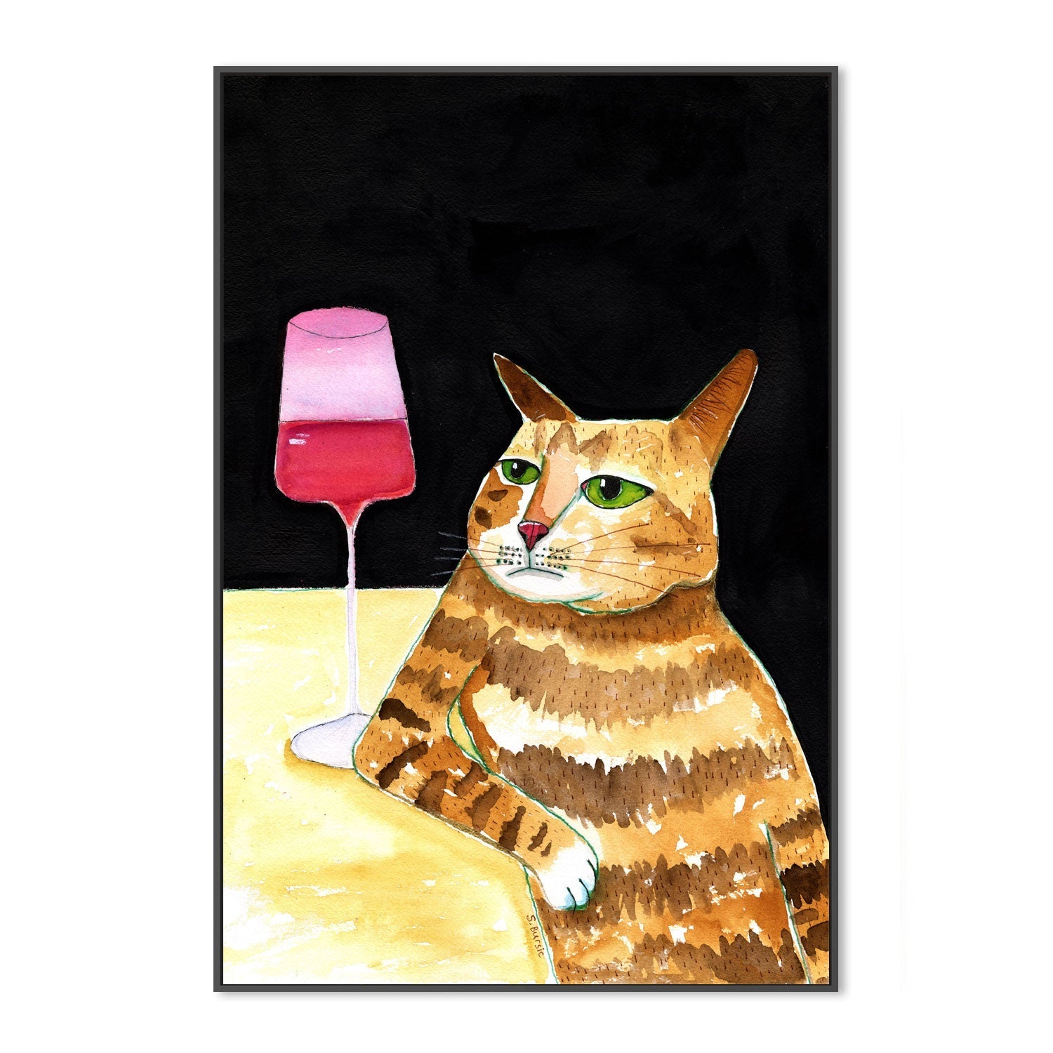 wall-art-print-canvas-poster-framed-Cat At A Bar , By Sharyn Bursic-3