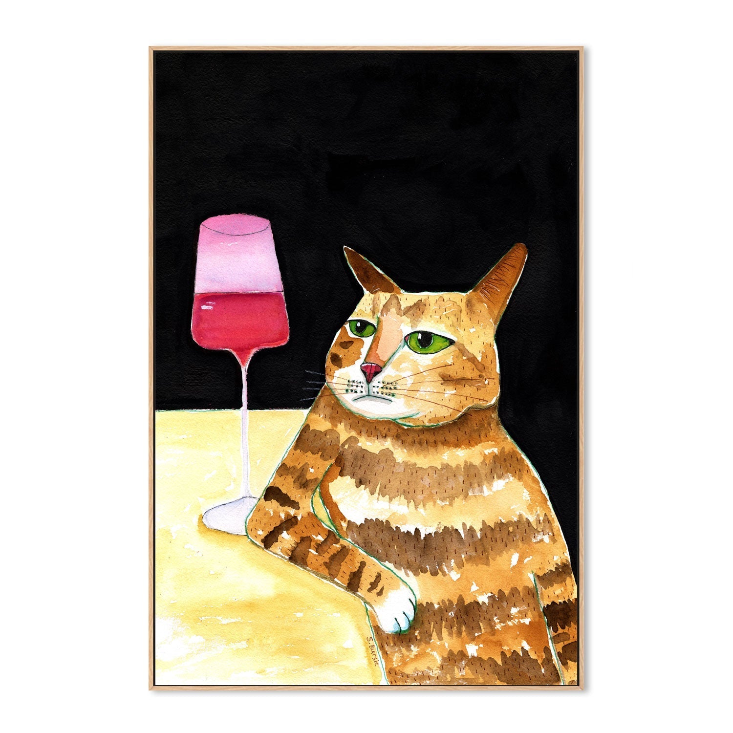 wall-art-print-canvas-poster-framed-Cat At A Bar , By Sharyn Bursic-4