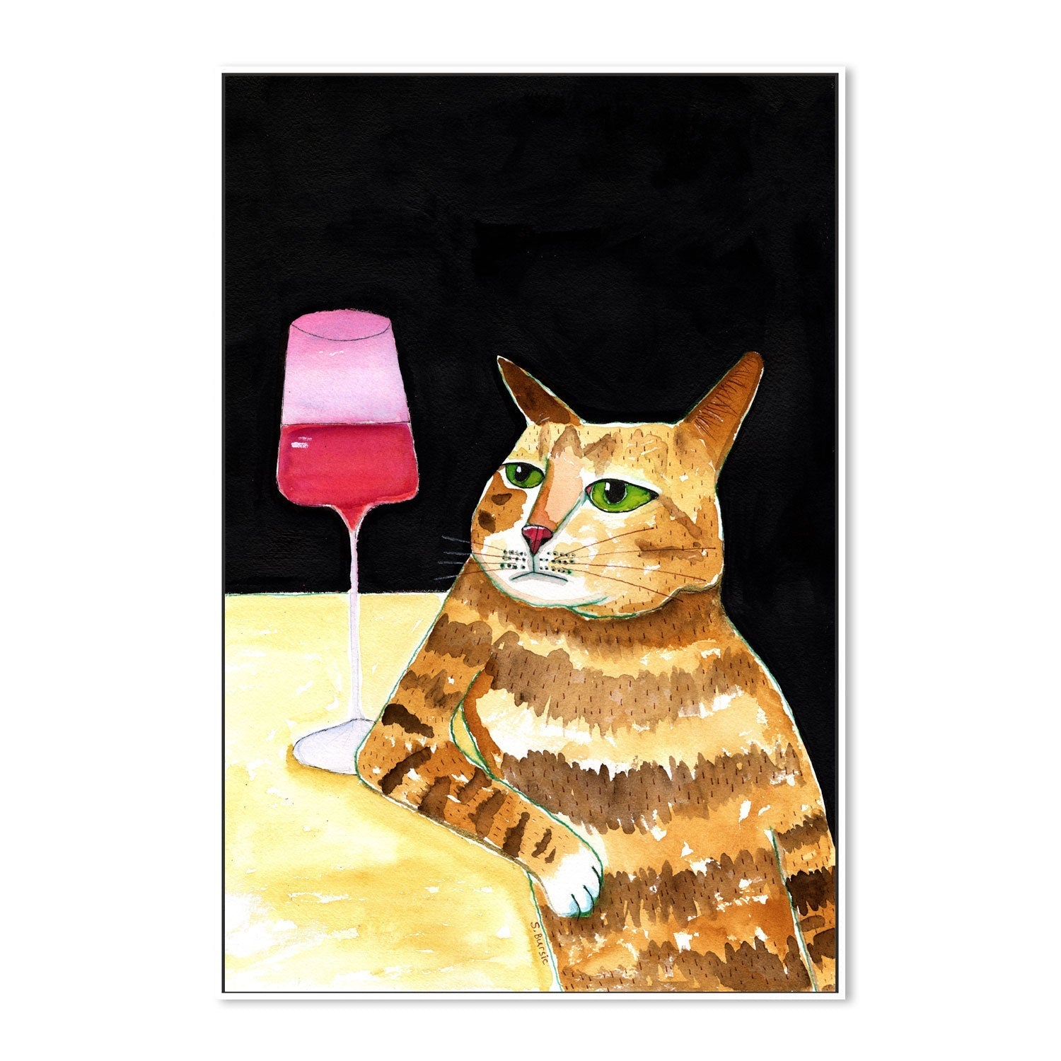 wall-art-print-canvas-poster-framed-Cat At A Bar , By Sharyn Bursic-5