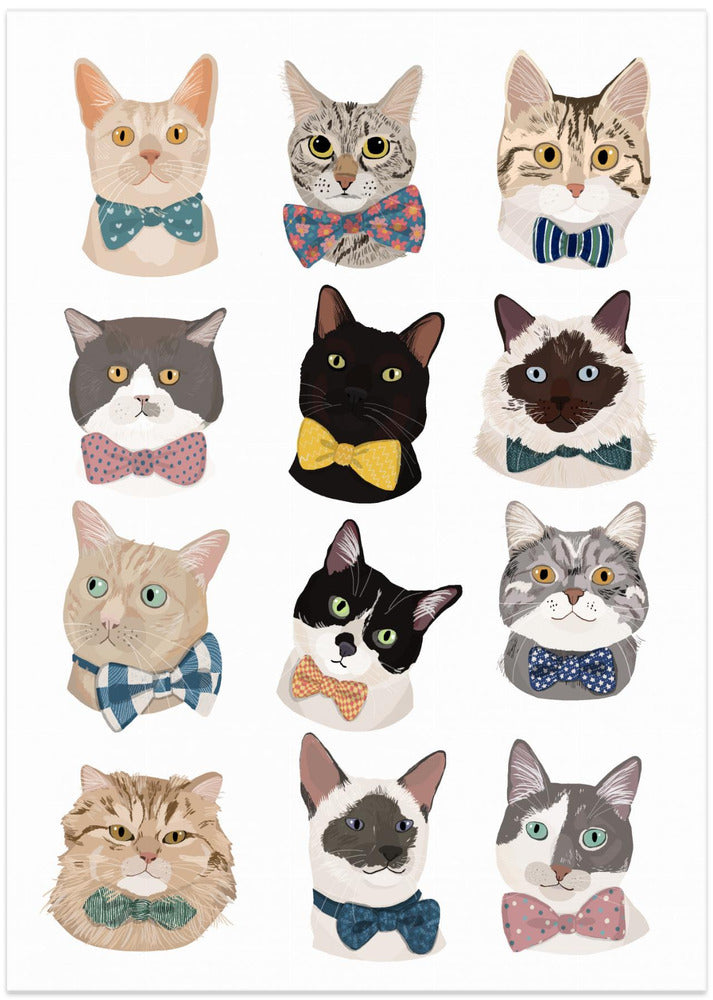 wall-art-print-canvas-poster-framed-Cats In Bow Tie , By Hanna Melin-1