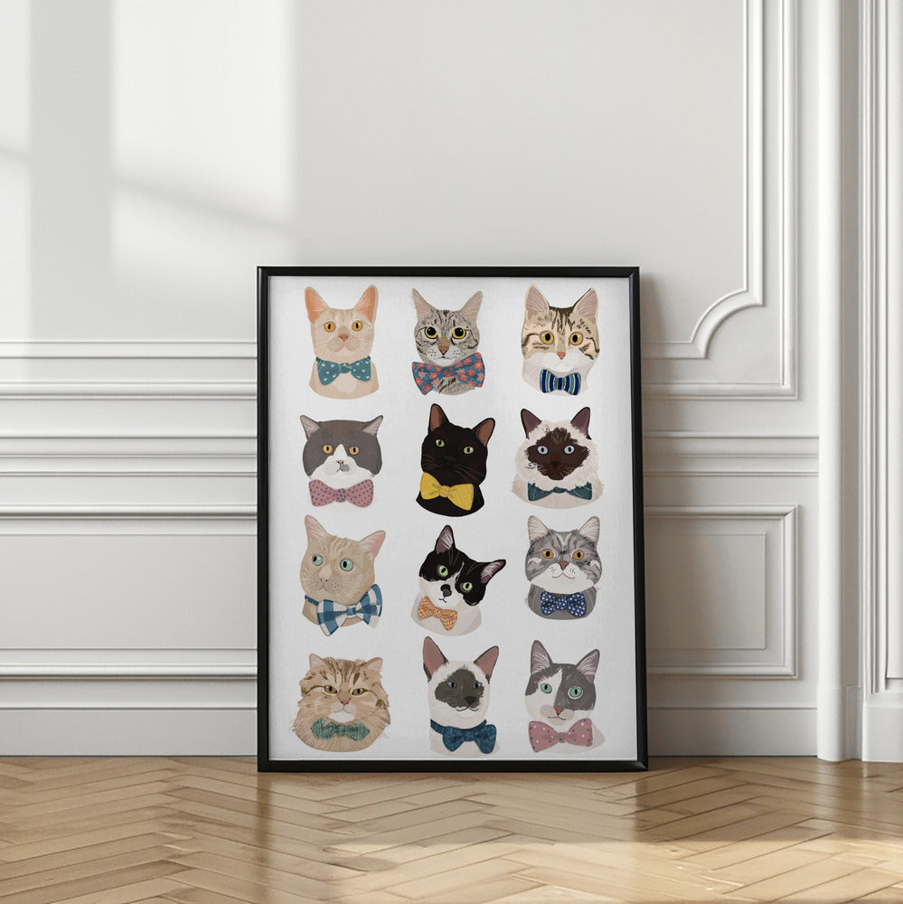 wall-art-print-canvas-poster-framed-Cats In Bow Tie , By Hanna Melin-2