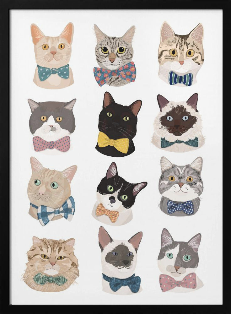 wall-art-print-canvas-poster-framed-Cats In Bow Tie , By Hanna Melin-3