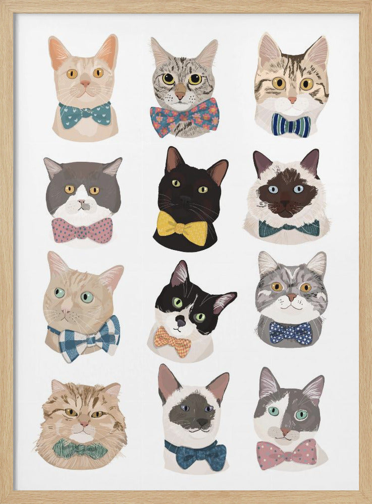 wall-art-print-canvas-poster-framed-Cats In Bow Tie , By Hanna Melin-4