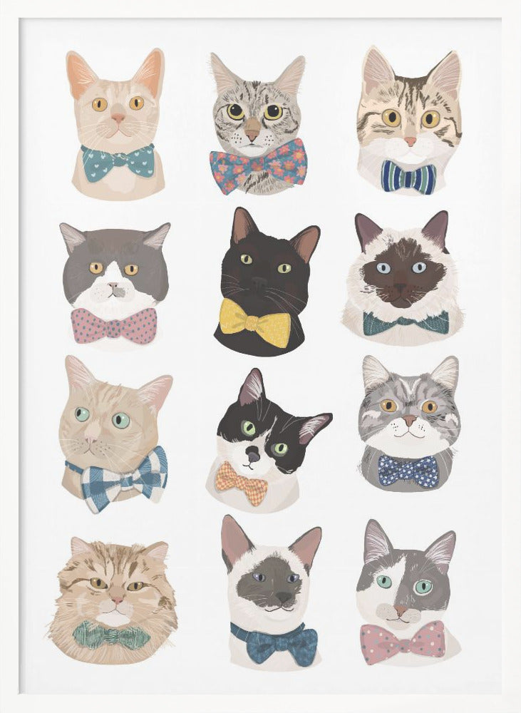 wall-art-print-canvas-poster-framed-Cats In Bow Tie , By Hanna Melin-5