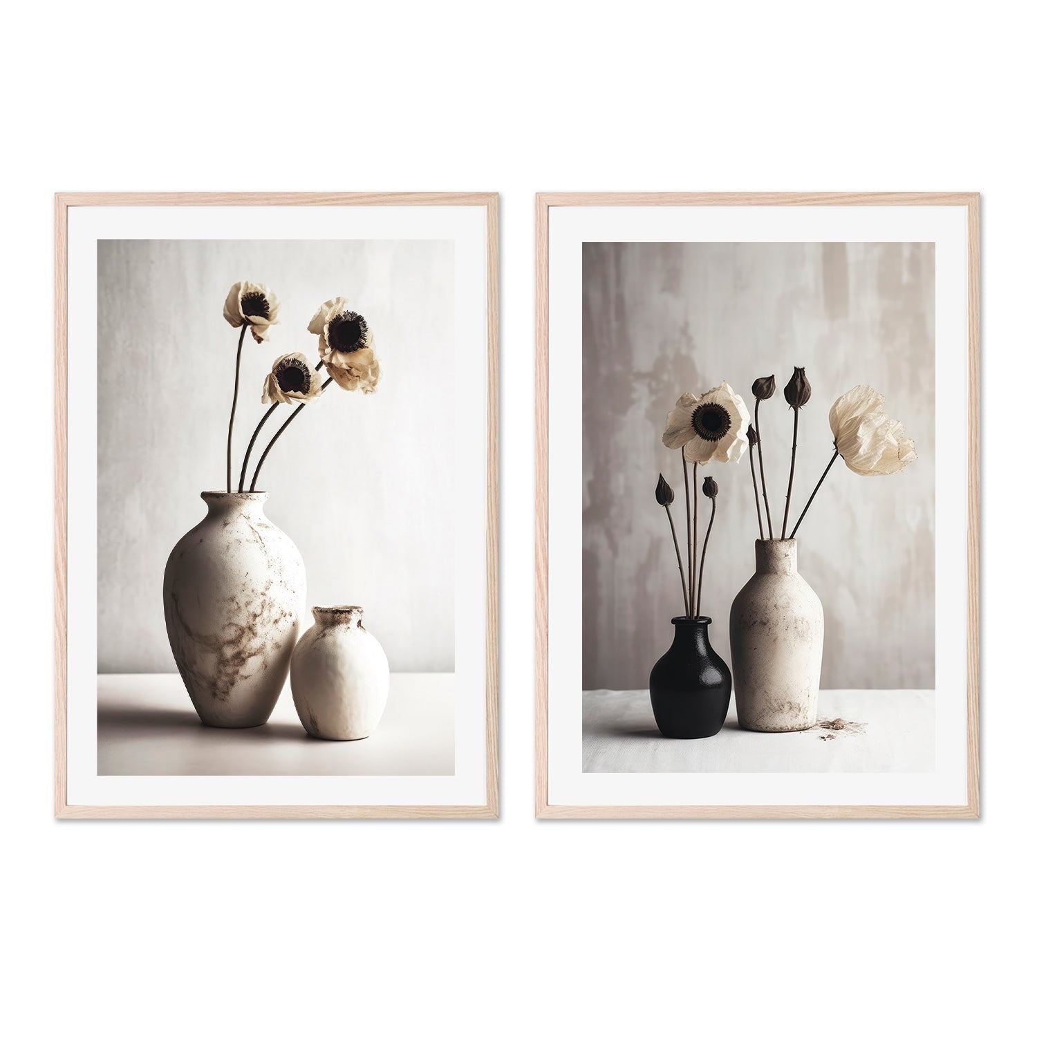 wall-art-print-canvas-poster-framed-Ceramic Vases, Style A & B, Set Of 2 , By Treechild-GIOIA-WALL-ART