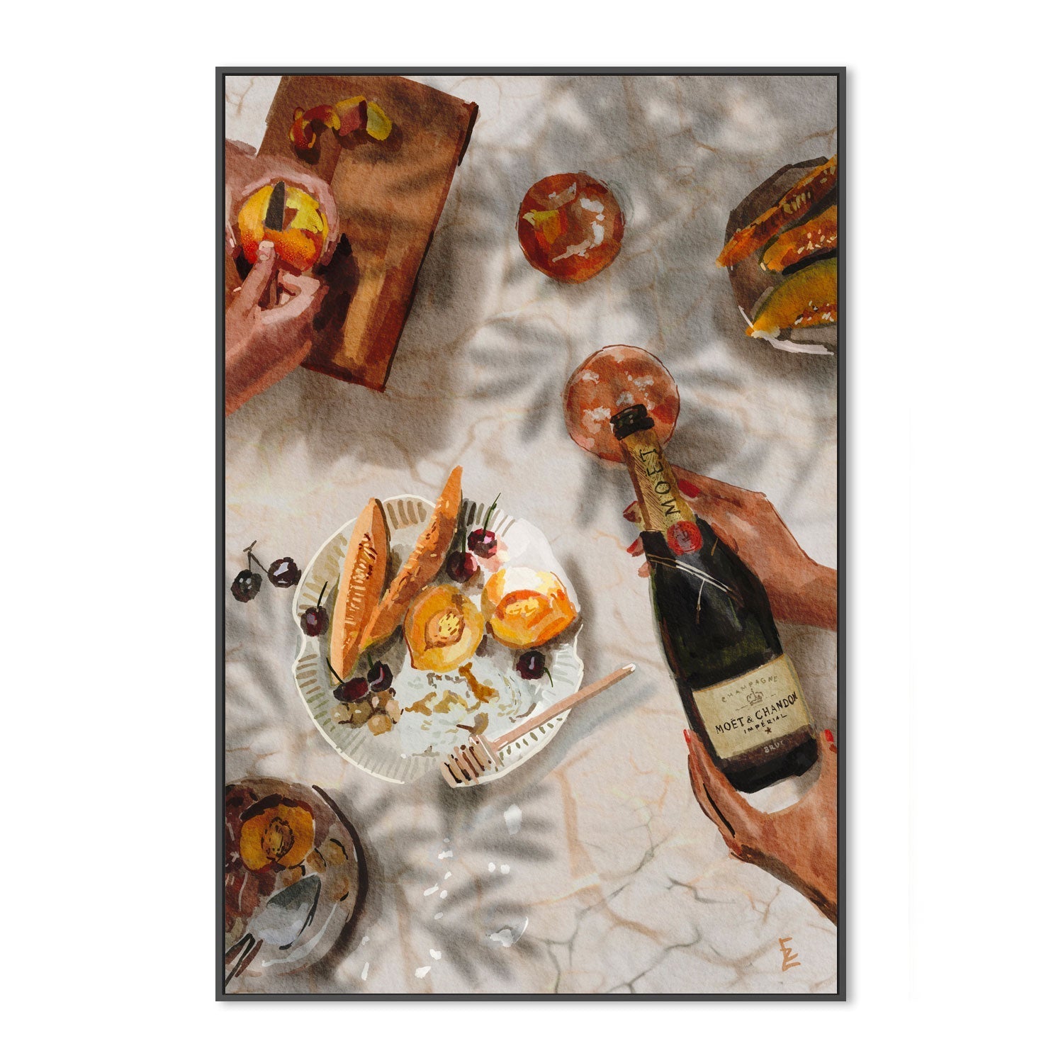 wall-art-print-canvas-poster-framed-Champagne & Peaches , By Ekaterina Zagorska-3