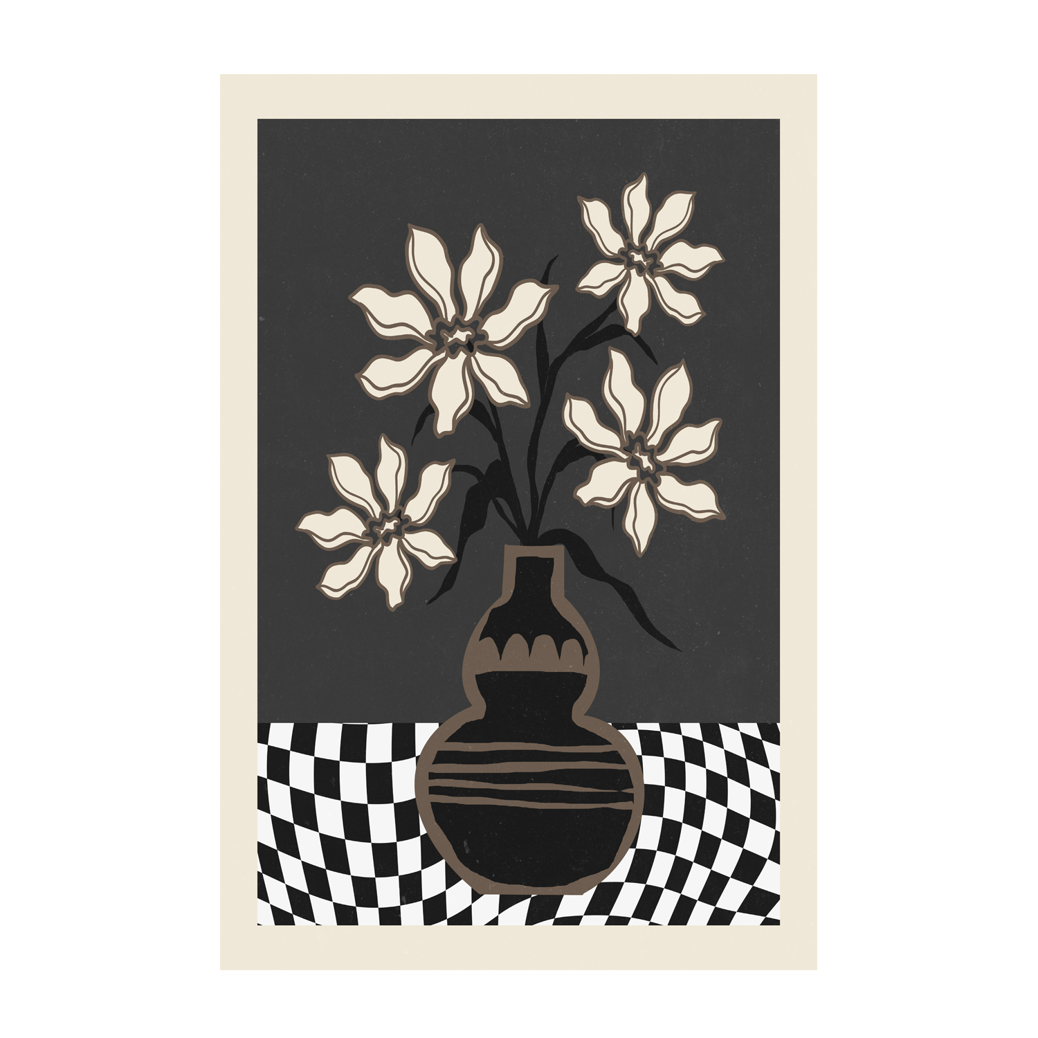 wall-art-print-canvas-poster-framed-Checker Floral, Style A , By Nina Blue-1