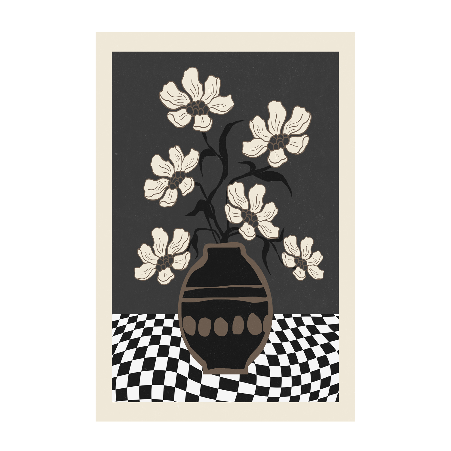 wall-art-print-canvas-poster-framed-Checker Floral, Style B , By Nina Blue-1