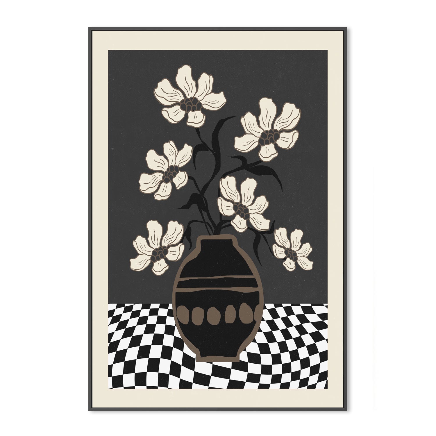 wall-art-print-canvas-poster-framed-Checker Floral, Style B , By Nina Blue-3