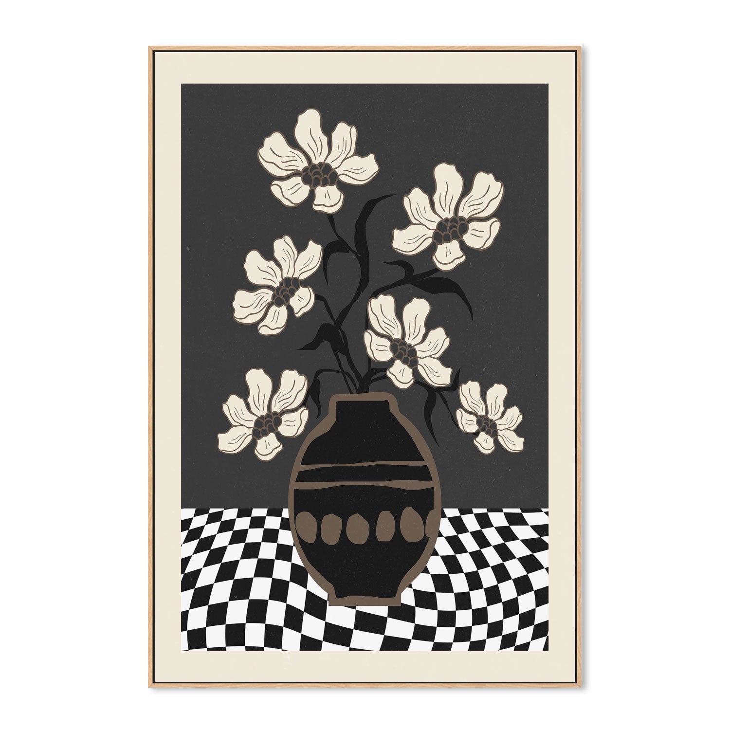 wall-art-print-canvas-poster-framed-Checker Floral, Style B , By Nina Blue-4