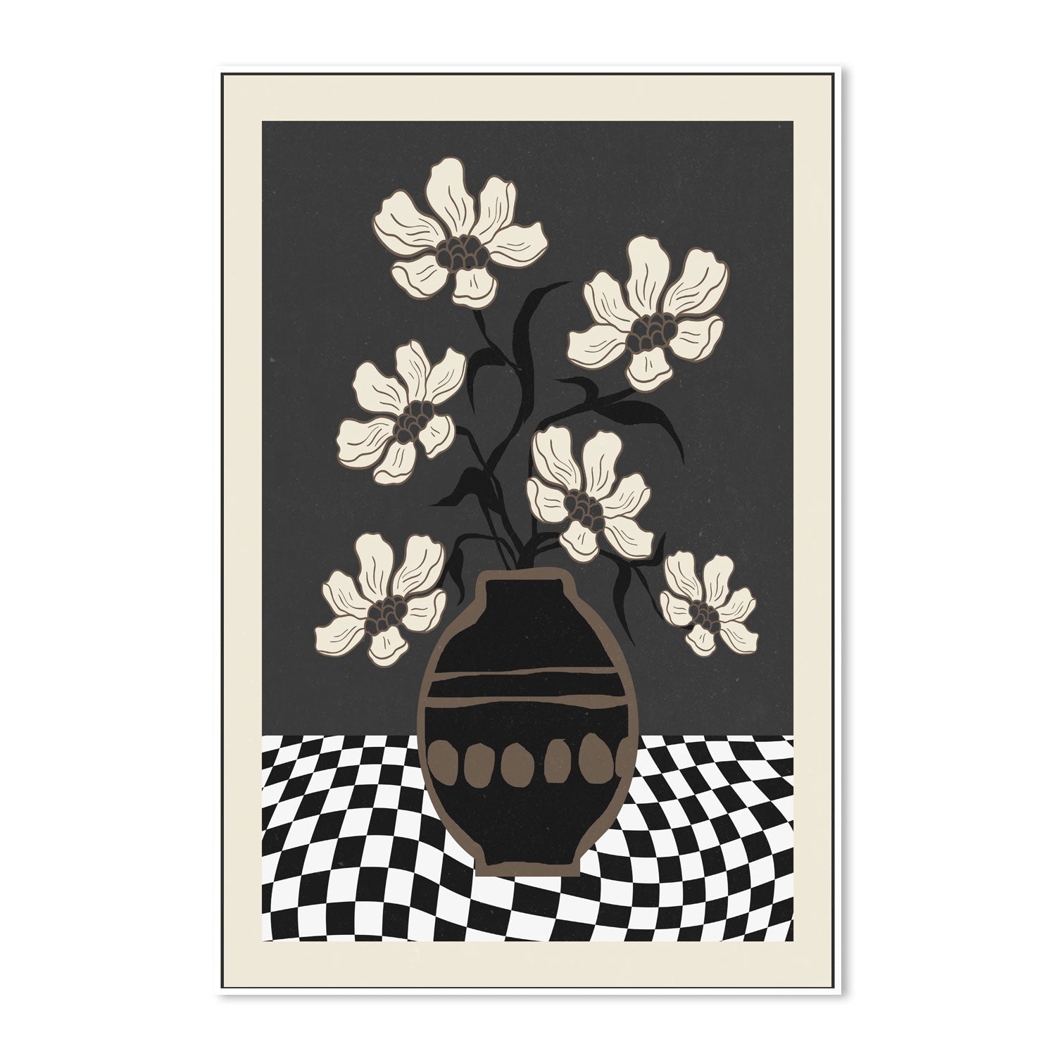 wall-art-print-canvas-poster-framed-Checker Floral, Style B , By Nina Blue-5