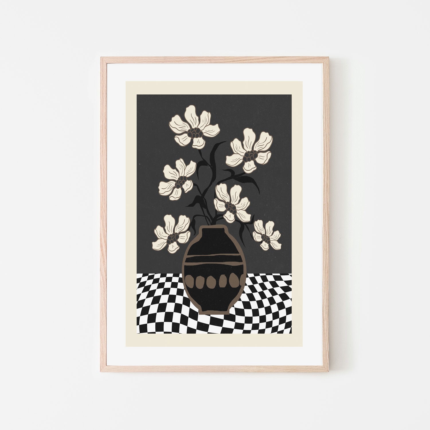 wall-art-print-canvas-poster-framed-Checker Floral, Style B , By Nina Blue-6