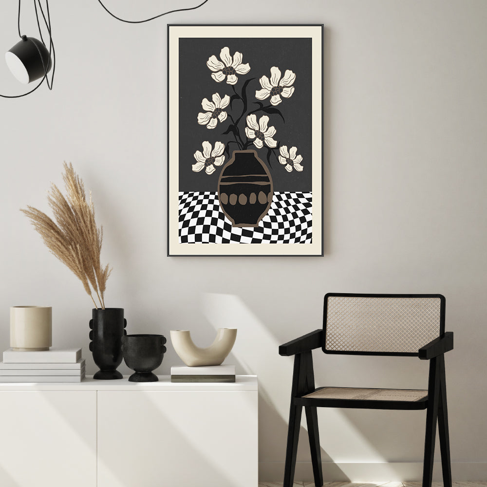 wall-art-print-canvas-poster-framed-Checker Floral, Style B , By Nina Blue-7