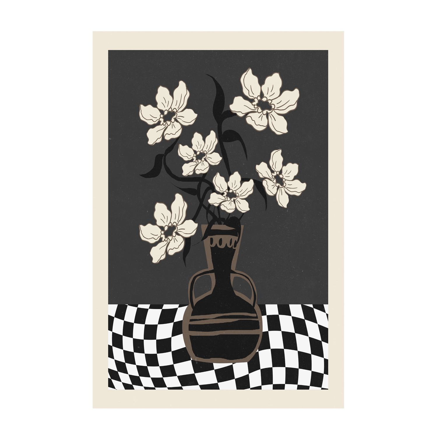 wall-art-print-canvas-poster-framed-Checker Floral, Style C , By Nina Blue-1