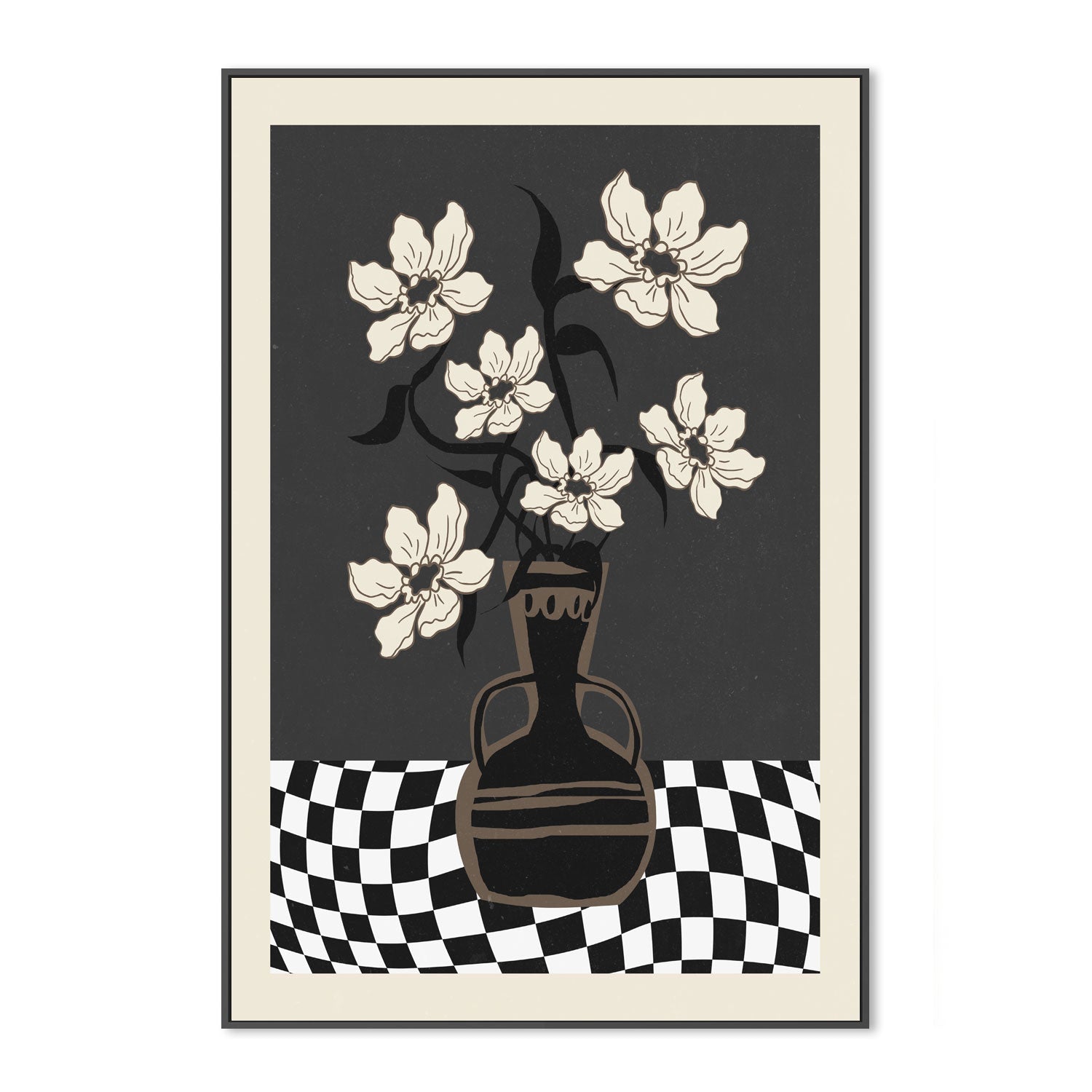 wall-art-print-canvas-poster-framed-Checker Floral, Style C , By Nina Blue-3