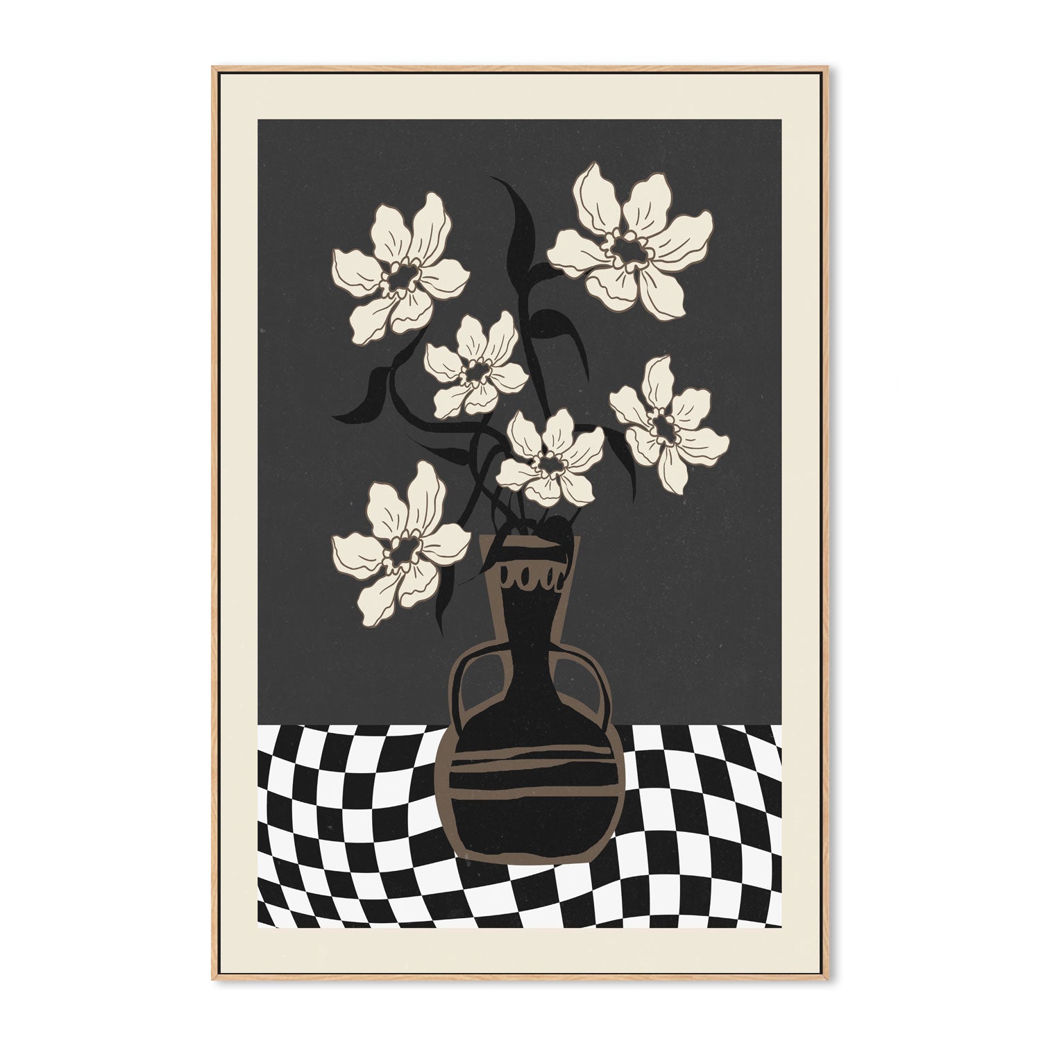 wall-art-print-canvas-poster-framed-Checker Floral, Style C , By Nina Blue-4